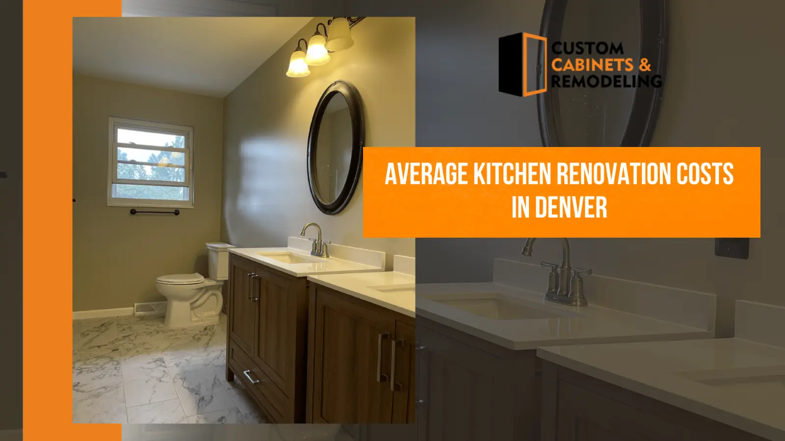 Double sink bathroom renovation project in Denver by remodeling contractors